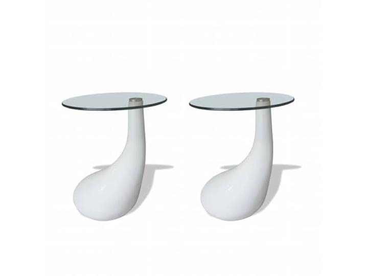 Makastle Couchtisch 2er Set, Kaffeetisch, Wohnzimmertisch, mit Runder Glasplatte Hochglanz Weiß
