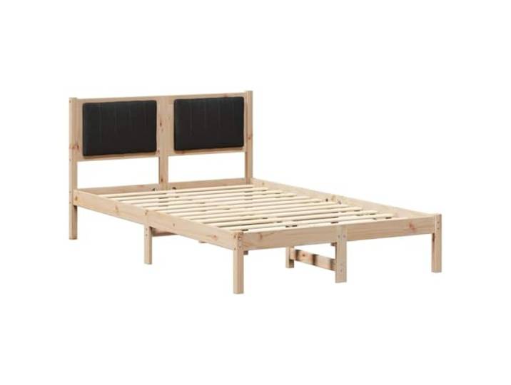 PUGYNBK Bettgestell aus Kiefernholz mit gepolstertem Kopfteil, 120 x 200 cm Robuste Basis, Schaumstoffpolsterung, quadratische Beine, Reinigung mit feuchtem Tuch
