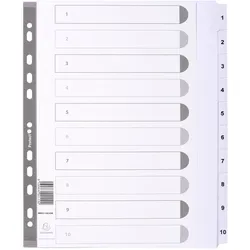 Exacompta Bedruckte Register mit plastifizierten Taben, 10 Taben von 1 bis 10, DIN A4 Maxi
