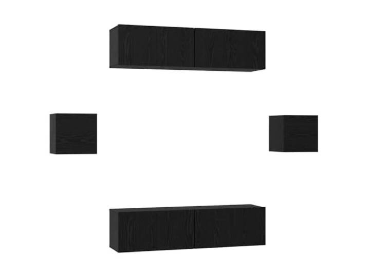 Roanoer TV-Schrank Set 6-Teilig Hängend Schwarz Eichen-Optik Modulare Lowboards zur Wandmontage schaffen Ordnung im Wohnzimmer und bieten Platz für Receiver sowie Dekoration.