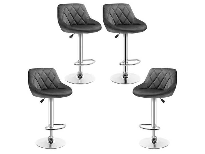 Tabouret de Bar Mixmest 4X en flanelle gris foncé - Siège bien rembourré - 35x37x84.5-105cm
