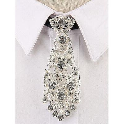 Kurze goldene Metallkrawatte für Herren – mit Strasssteinen verziertes formelles Accessoire für Hochzeiten, Gastgeber und besondere Anlässe