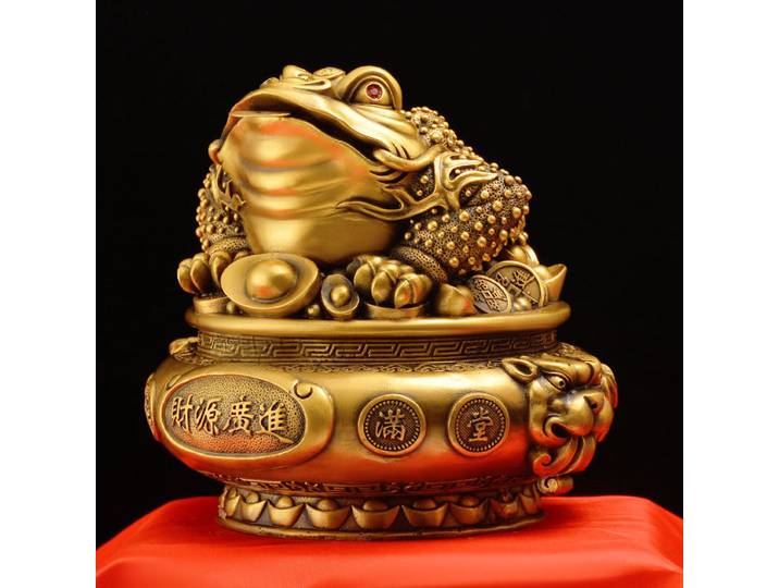 Fengshui crapaud doré richesse Attraction ornement pur cuivre trois pattes crapaud doré trésor Pot salon main artisanat cadeau