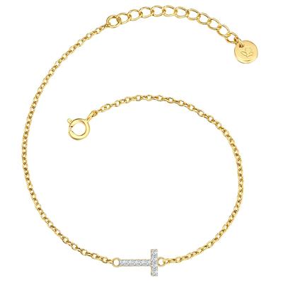 Gliederarmband GLANZSTÜCKE MÜNCHEN "GSM1975", gold (gelbgold, weiß), Armbänder, Damen, Silber 925 (Sterlingsilber), Gliederarmband, mit Buchstaben-Anhänger