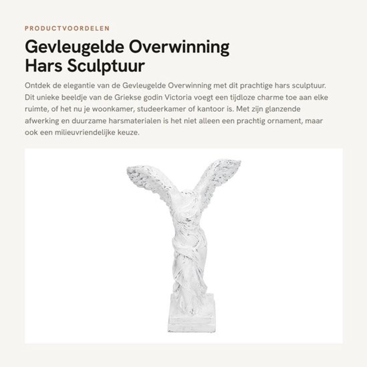 Standbeeld Gevleugelde Overwinning - Hars Sculptuur - Decoratiebeeld voor op tafel