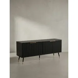 Lowboard Schwarz Eiche-Dekor Modern Stil 150x60x39 cm mit Türen