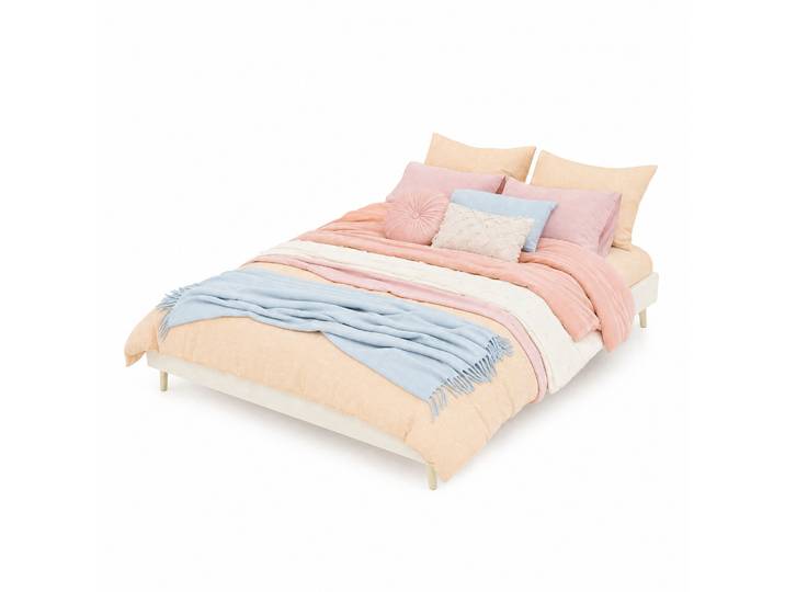 Lit Plateforme En Tissu Beige 160 X 200 Style Moderne - Chicfurn
