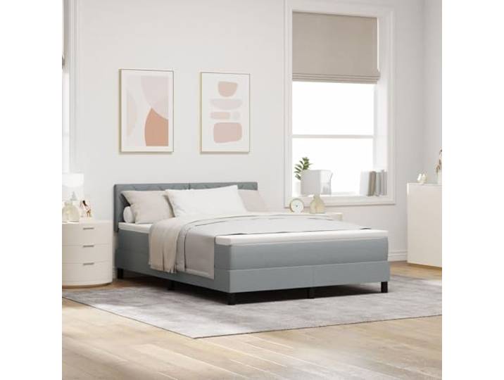 SKTQYQO Boxspringbett und Matratze Hellgrau Multifunktionsbett Mehrzweckbettrahmen Geeignet für Hotels und Studios 140x200cm Gefüttert