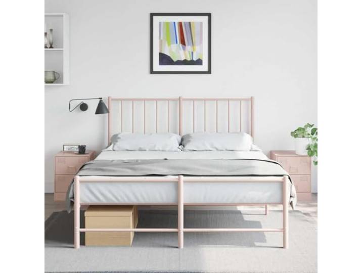 HEFZGDB Nachttische 2 STK. Rosa 34,5x39x44 cm Stahl mit Griffen, Stauraum für Bücher und Fernbedienungen, langlebiges Metallmöbel für Schlafzimmer