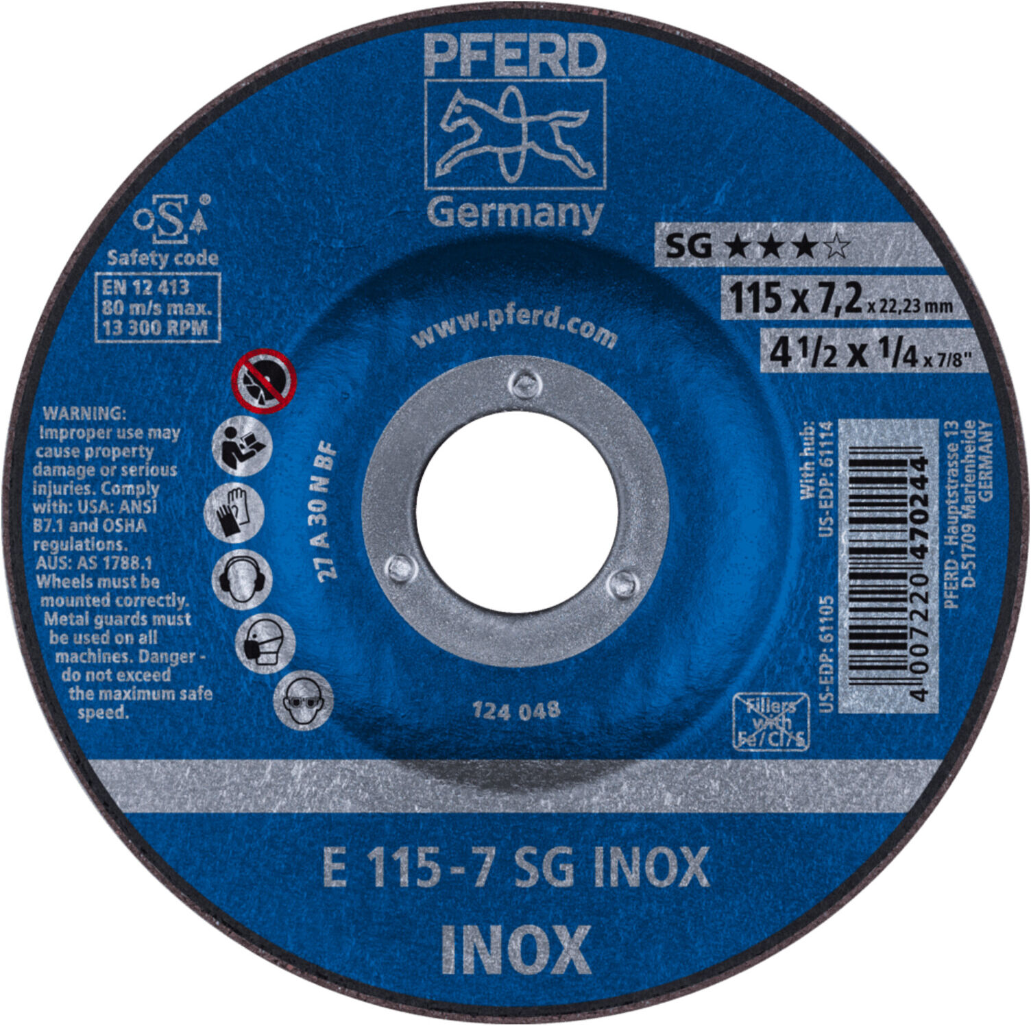 PFERD Schruppscheiben E 115-7 SG INOX (4007220470244)