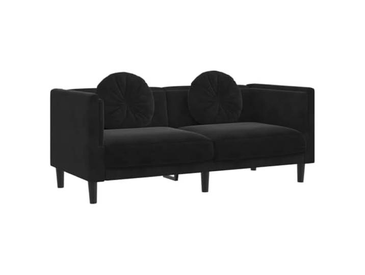 vidaXL Sofa mit Kissen 2-Sitzer Schwarz Samt
