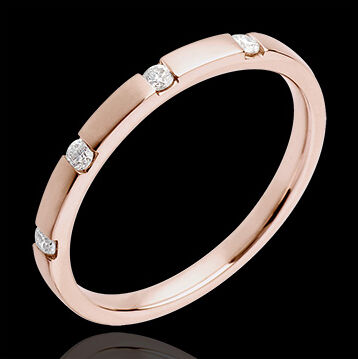 Edenly Trauring in RosÃ©gold - seitlich offene Kanalfassung - 4 Diamanten