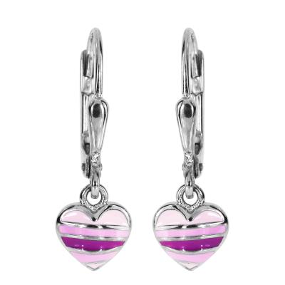 Paar Ohrhänger OSTSEE-SCHMUCK "Ostsee-Schmuck Ohrhänger kleines Herz Ohrhänger kleines Herz", lila, Ohrringe, Damen, 23 x 8mm, Silber 925 (Sterlingsilber)