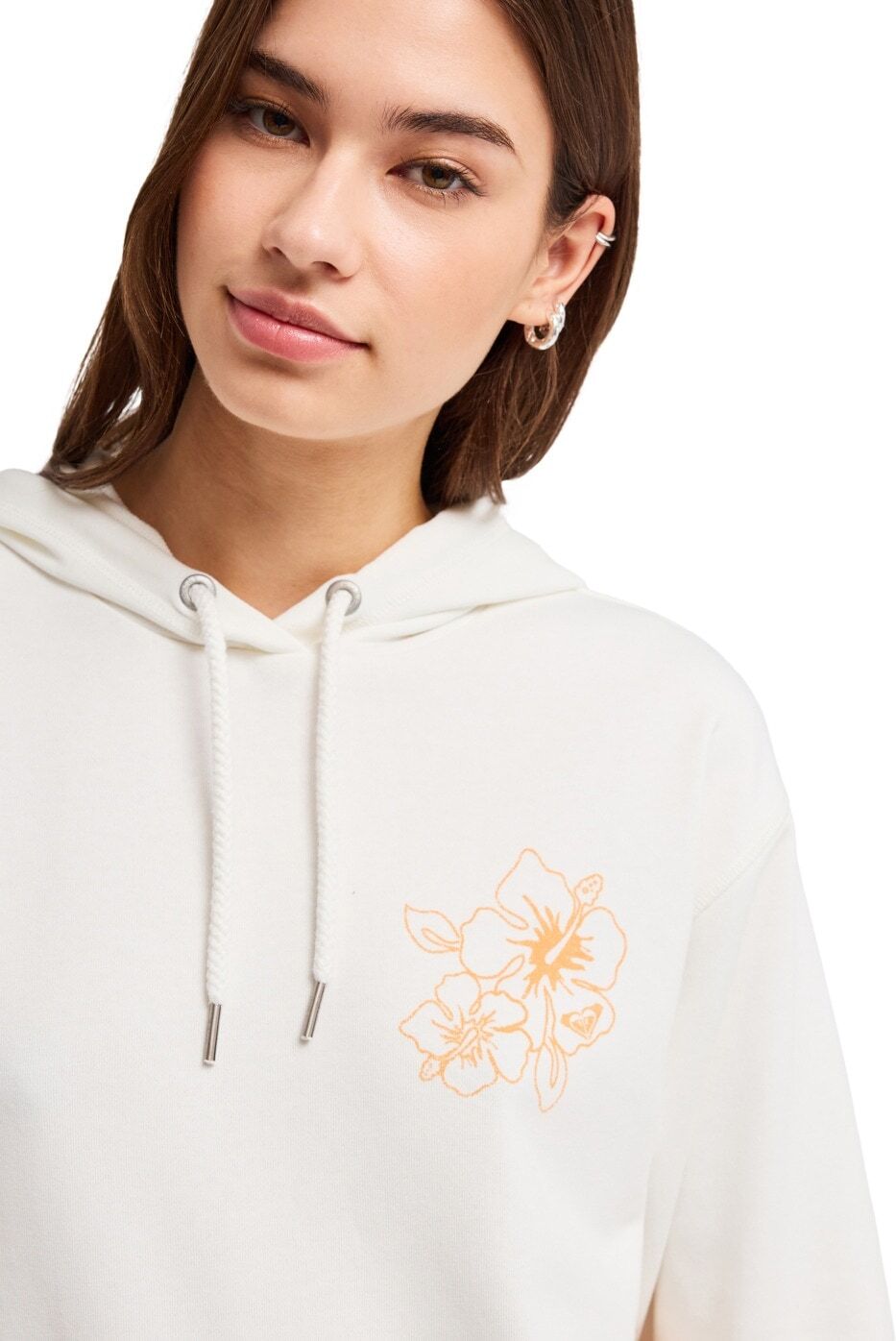 Hoodie ROXY "Surf Stoked Terry Vint", Damen, Gr. XS, weiß (coconut milk), Obermaterial: 60% Baumwolle, 40% Polyester., Sweatshirts Hoodie
