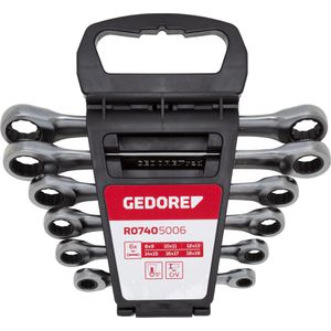 GEDORE-Red Ringschlüssel R07405006, Doppel-Ratschenringschlüssel Set 6-teilig, 8-19 mm