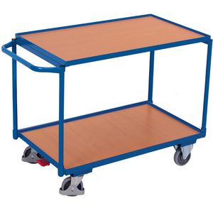 VARIOfit Tischwagen sw-600.501, aus Metall & Holz, mit 2 Etagen, Tragkraft 250kg, 985 x 590mm