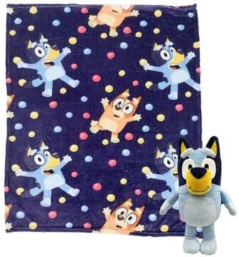 Bluey Hooray Silk Touch Throw Blanket with Hugger Pillow