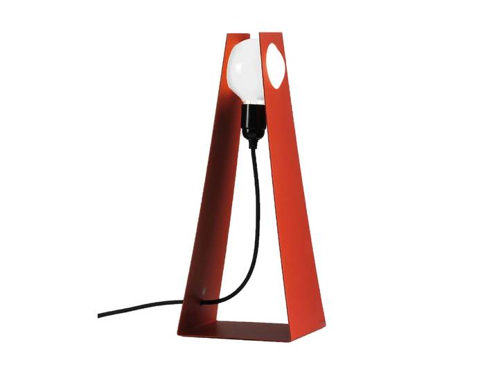 Bsweden Lampe de table Glasgow rouge, câble textile noir