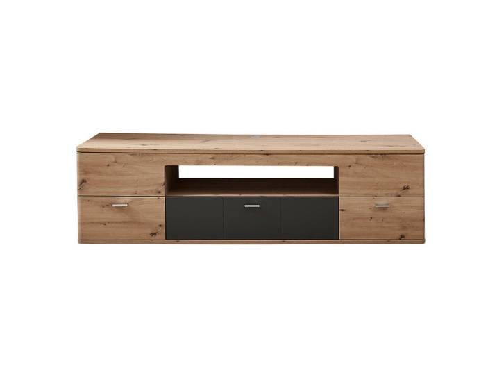 Xora Tv-Element, Graphit, Eiche, 2 Fächer, 3 Schublade(n) Schubladen, 180x50x55 cm, Wohnzimmer, TV Möbel, TV-Racks