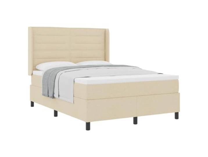 vidaXL Boxspringbett mit Matratze Creme 200 x 160 cm Stoff Bietet 2 Höhenoptionen für mehr Komfort, Ausgewogene Unterstützung für alle Schlaftypen, Taschenfedern für weniger Bewegung