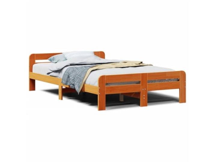 SDWEHBJ Massivholzbett ohne Matratze 135x190 cm, Kiefernholz, Wachsbraun, 193,5 x 139 x 53 cm, mit Lattenrost, passend für Matratze 135x190 cm