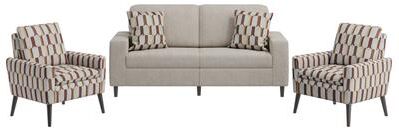 Handy Living Wilmington Small Space Living Room Set - Sofa & 2 Chairs with Flared Arms