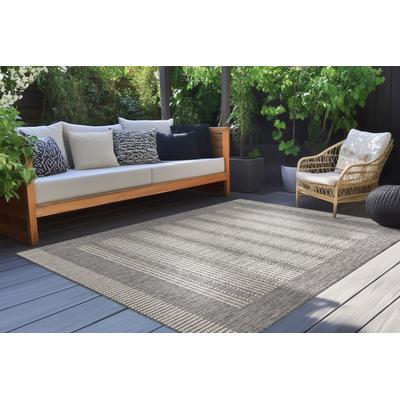 Teppich KAYOOM "Nibru 125", grau (silber), B:80cm H:5mm L:150cm, Polypropylen, Teppiche, Teppich, Flachgewebe, In- und Outdoor geeignet, schnell trocknend
