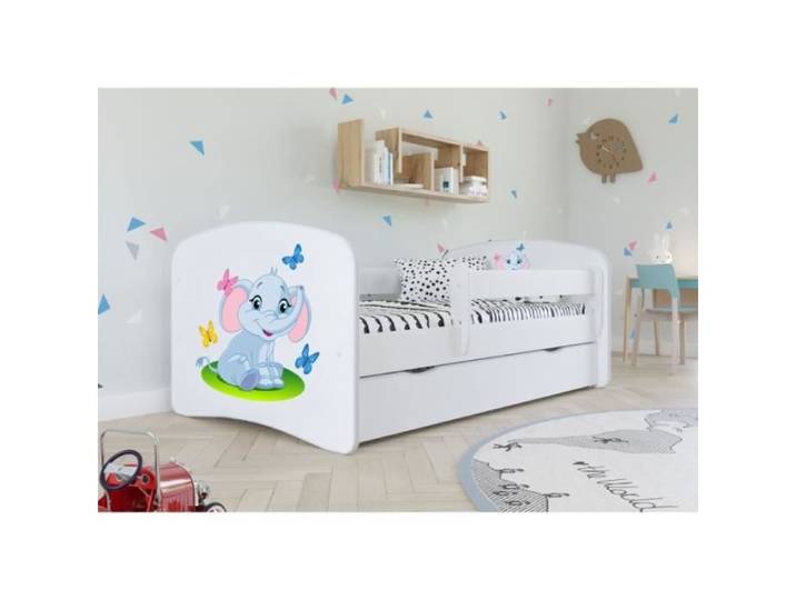 Lit enfant éléphant rose Kocot Kids avec tiroir 80x160cm