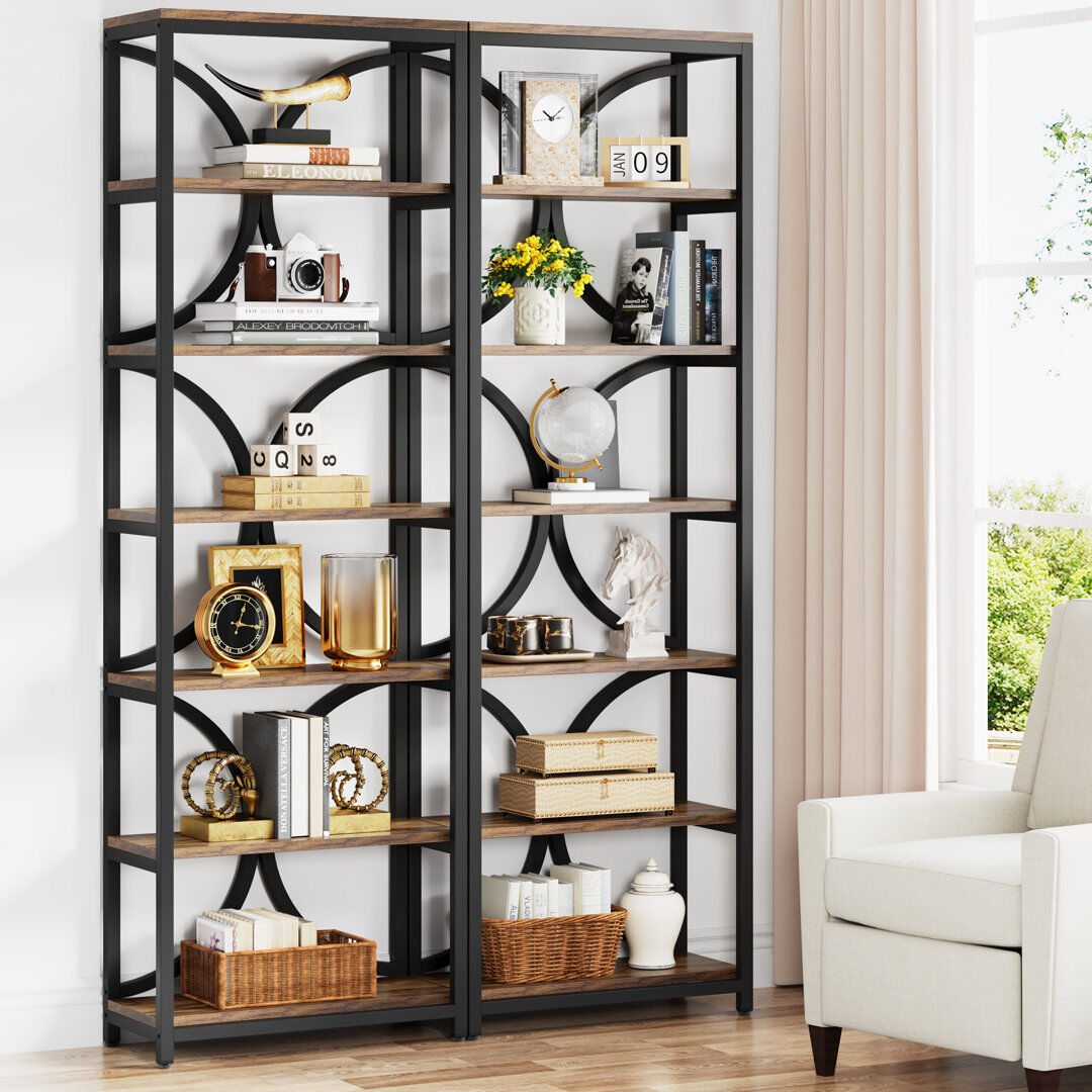 Blue Elephant Tedman Corner Bookcase Rustic Brown 200cm H X 60cm W X 30cm D