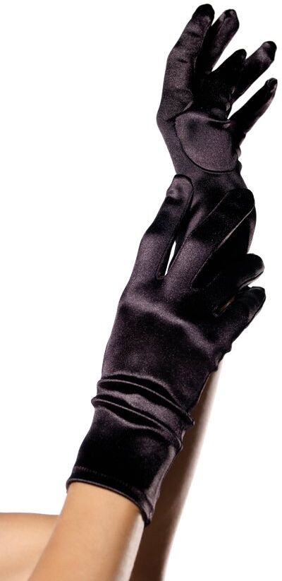 Leg Avenue Gants courts satinés Cérémonie Noirs