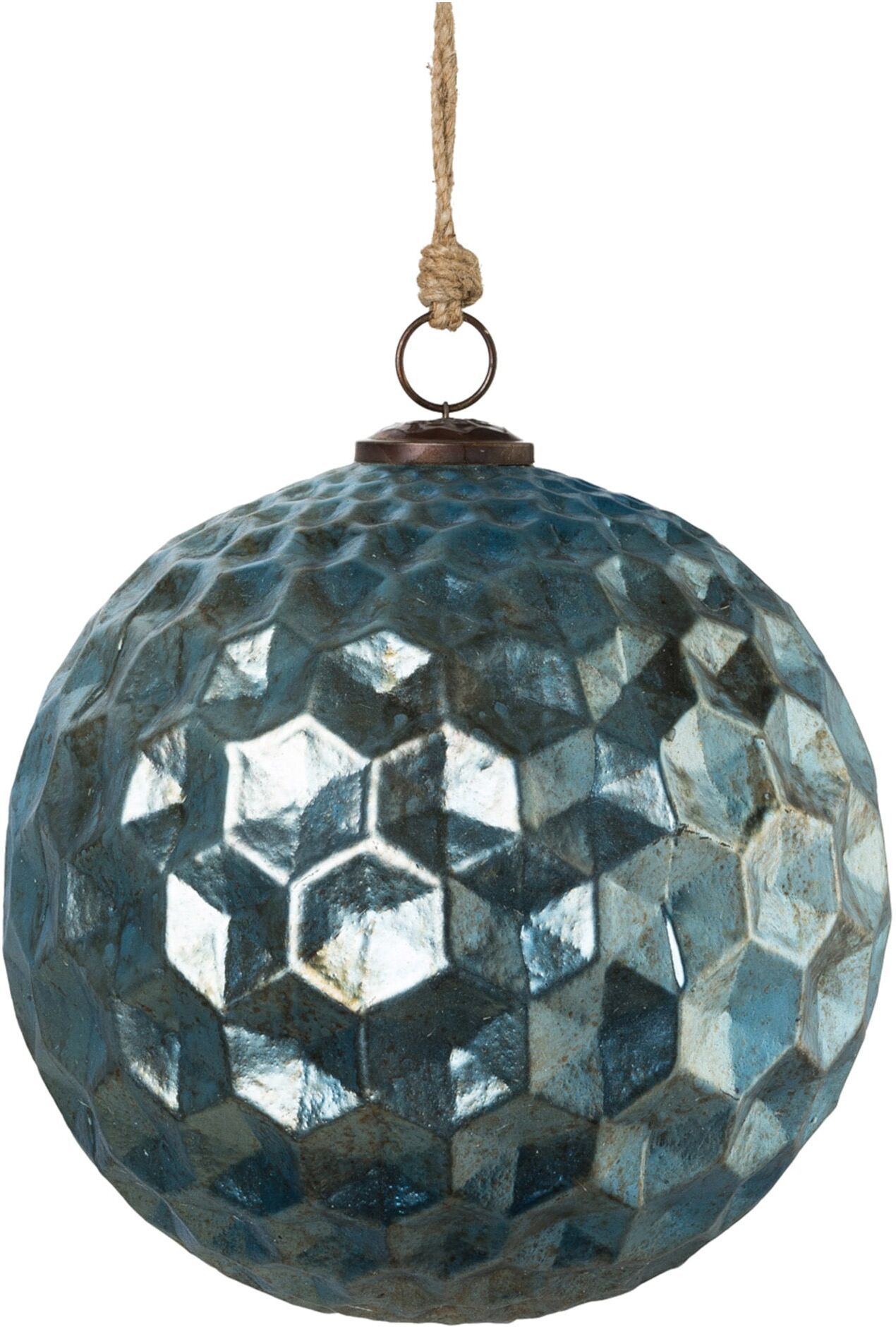 Weihnachtsbaumkugel CREATIV DECO "Weihnachtsdeko, Christbaumschmuck, Christbaumkugeln Glas", blau, H:20cm Ø:20cm, Glas, Weihnachtsbaumkugeln, Weihnachtsbaumkugel, gemusterte Oberfläche blau 20cm