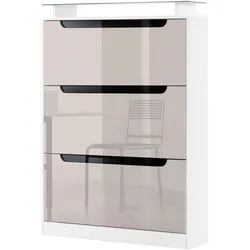 SCHUHSCHRANK Space Sandgrau Hochglanz / Schwarz Hochglanz
