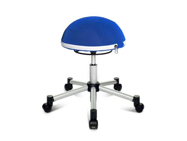 Bürohocker Topstar Sitness Half Ball Blau/Silbergrau, Teppichrollen, Dynamisches Sitzen - optimal für gesundes Sitzen