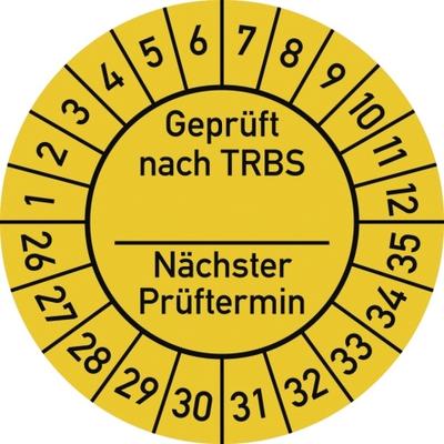 Dreifke® Prüfplakette Geprüft nach TRBS... 2026 - 2035, Folie, Ø 30 mm, 10 Stück/Bogen