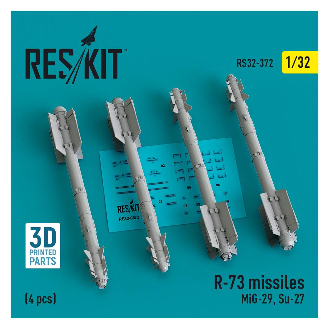 ResKit R-73 missiles (4 pcs) (MiG-29, Su-27) (3D Printed) (RS32-0372)