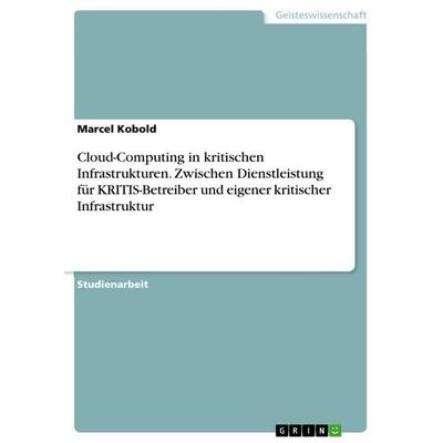 Cloud-Computing in kritischen Infrastrukturen. Zwischen Dienstleistung für KRITIS-Betreiber und eigener kritischer Infrastruktur, Taschenbuch von