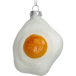 Christbaumschmuck Glas 9,5cm Spiegelei Figur Weihnachtsbaum Anhänger Weihnachten Christbaumanhänger Weihnachtsbaumschmuck Weiß Gelb