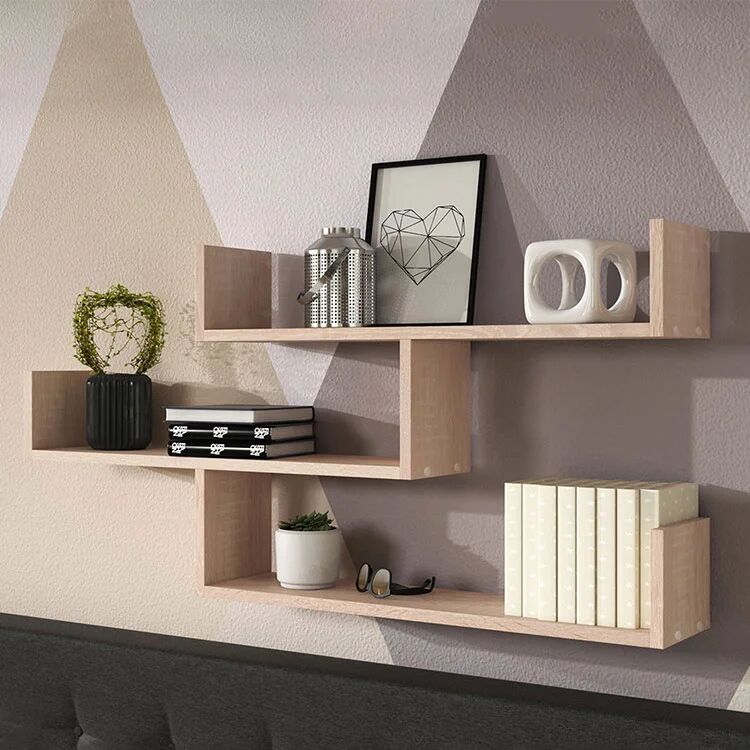garneroarredamenti Mensola 119x55h cm pensile a muro 3 ripiani rovere chiaro Concetta