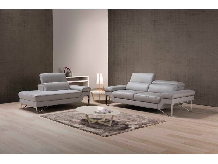Polstergarnitur, Grau, 232x108 cm, Rindsleder, 2,5-Sitzer & Ottomane, Modern