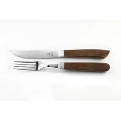 Paul Adrian Solingen Steakbesteck 2tlg. Steak Messer Gabel Grillbesteck Pizzabesteck Set Walnuss