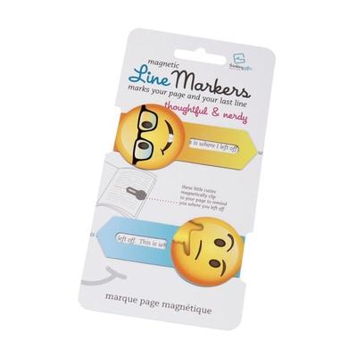 Line Markers Emoji Thoughtful & Nerdy – Magnetische Lesezeichen
