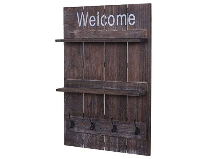 Mendler Wandgarderobe HWC-C89 Welcome 4 Haken 90x60cm - braun, shabby