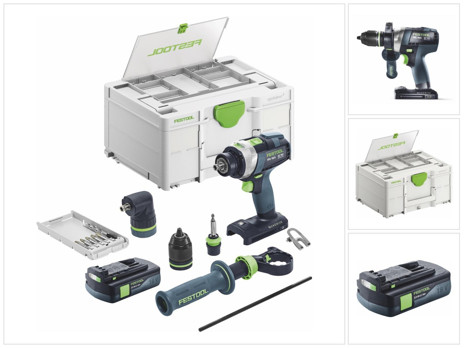 Festool TPC 18/4 I-Basic-Set accu-slagboormachine 18 V 75 Nm borstelloos met 1x 3.0 Ah accu en systainer