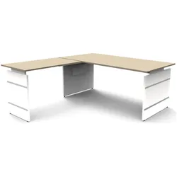 Kerkmann, Schreibtisch, Schreibtisch Form4 180 Wangen-Gestell 180x80x68-76cm / Anbau 100x60cm ahorn