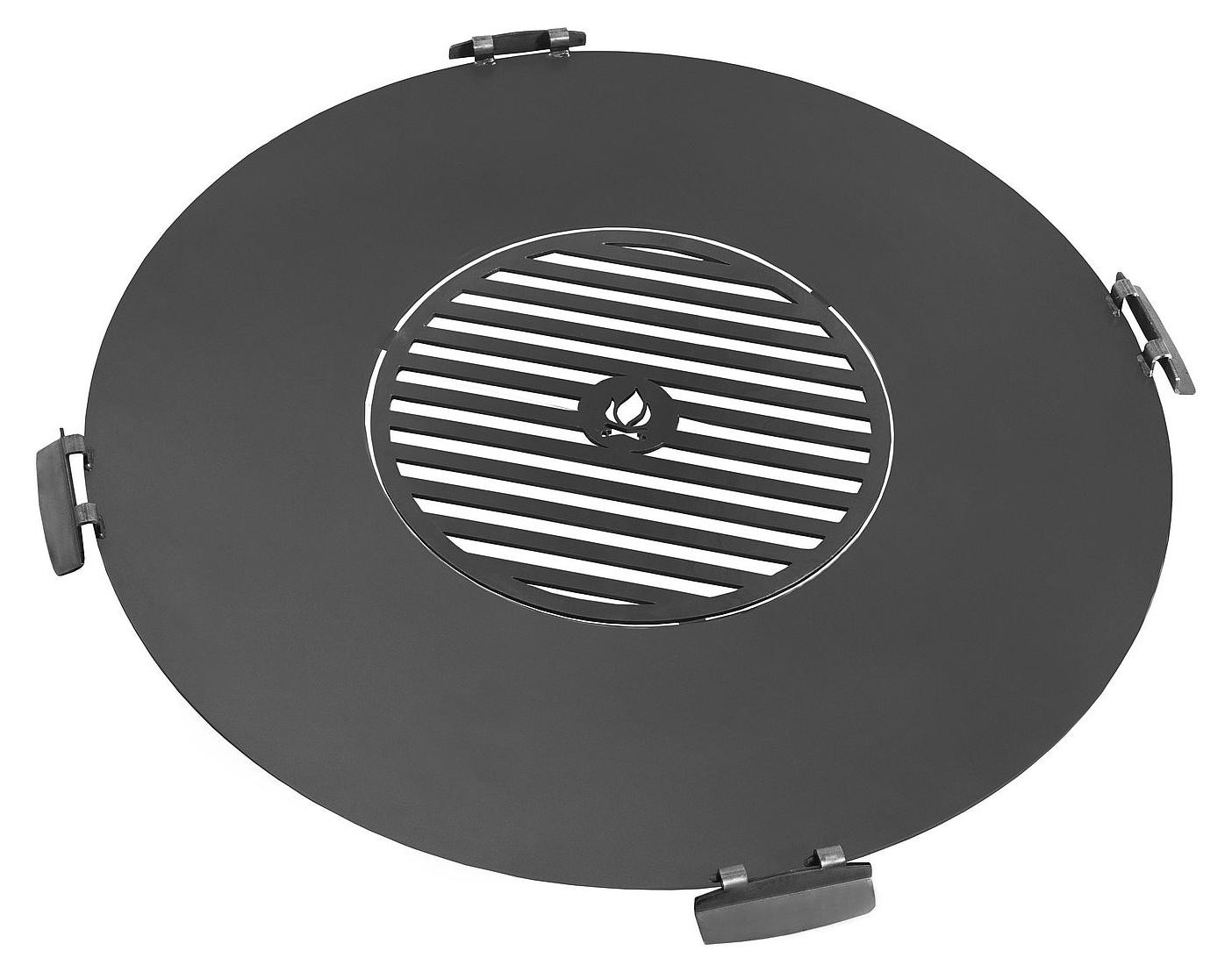 TrizeraTop Grillplaat voor vuurschaal met grillrooster en 4 handgrepen, Breedte: 82 cm, Grillrooster: 40 cm