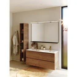 RIHO Spring Dew Badmöbel-Set, Doppel-Waschtisch und Waschtischunterschrank, 4 Auszüge, 120x46x56cm, F001570D06, Farbe: Caramel Oak Holzdekor