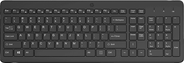 Teclado inalámbrico - HP 225 Profesional, Con teclado numérico, Teclas de goma, Hasta 16 meses autonomía, 2.4 GHz, Negro