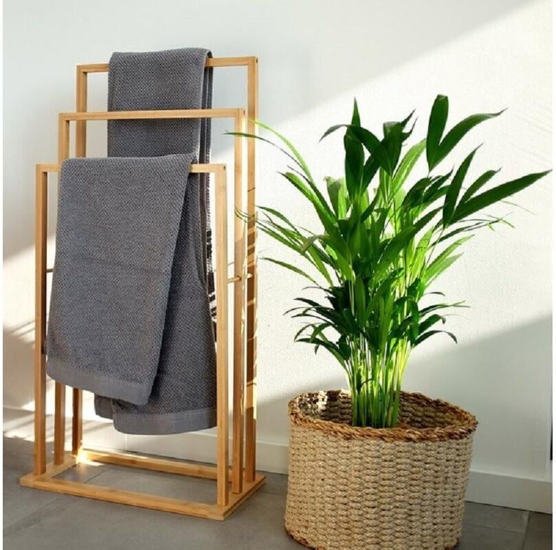 Handtuchhalter ZELLER PRESENT "42 x 24 x 81.5 cm Nature", beige (natur), B:42cm H:81,5cm, Bambus, Handtuchhalter, Handtuchhalter natur Einheitsgröße