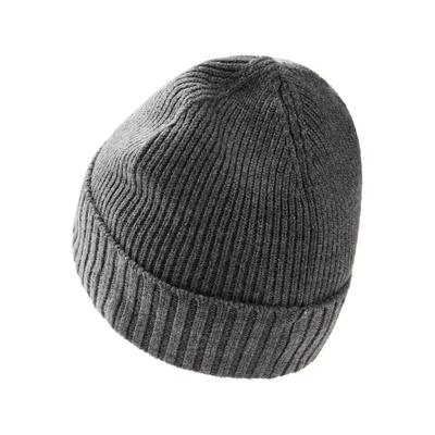 Beanie BOSS "Flavio", Herren, grau (medium grau 030), Strick, Wolle, unifarben, Mützen Beanie, aus Wolle in Rippenstrick, unisex