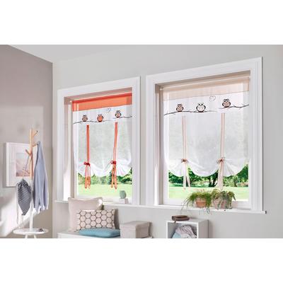 Bindegardine OTTO HOME "Java" Gr. 5, beige (weiß, sand), B:80cm H:120cm, Voile, Polyester, Gardinen, Fertiggardine, transparent, mit bestickten Eulen